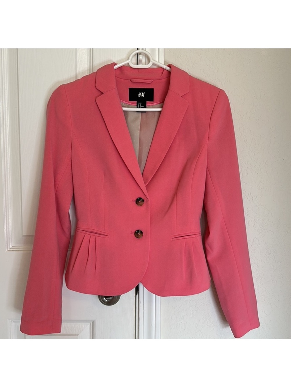 H&M Pink Tailored Peplum Blazer size 4/small
